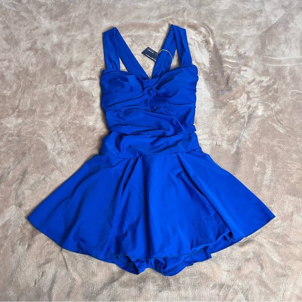 SUMMER MAE Swimsuit Royal Blue Flowy Dress with Built In Shorts - Size Large